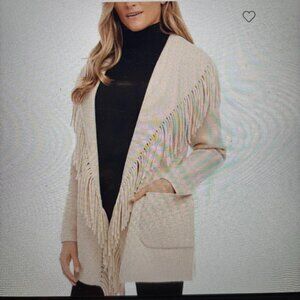 Karen Kane belted fringe jacket